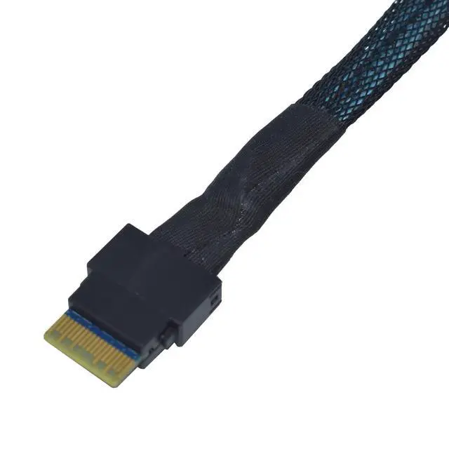 Alt view image 4 of 5 - LetLinkSo PCIe 4.0 Slim SAS SFF-8654 4i to U.2 SFF-8639 NVMe SSD Cable Adapter with 15 Pin SATA Power, 1.6ft (50cm)
