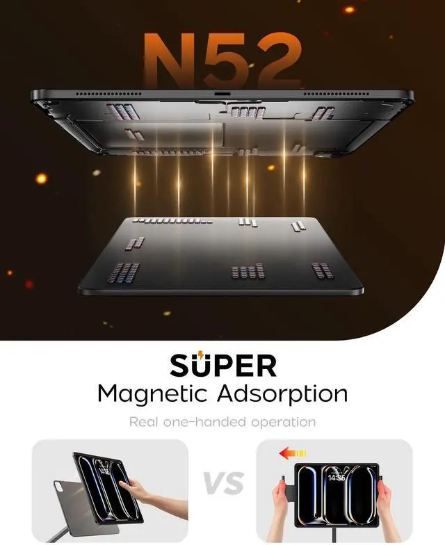 Alt view image 4 of 5 - LULULOOK Magnetic Arm Stand for iPad Air 11" M2/M3 & Pro 11" Gen 1-4 - Heavy Duty Aluminum iPad Stand for Desk Mount with Foldable Arm & 360° Swivel Clamp Base for Air 10.9" 4/5 - Pro 11" Gen 1/2/3/4