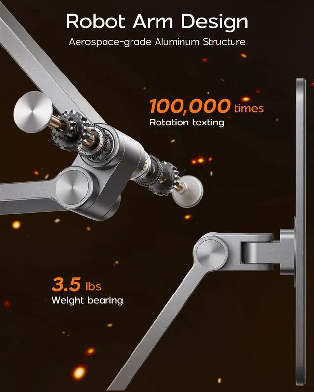 Alt view image 5 of 5 - LULULOOK Magnetic Arm Stand for iPad Air 11" M2/M3 & Pro 11" Gen 1-4 - Heavy Duty Aluminum iPad Stand for Desk Mount with Foldable Arm & 360° Swivel Clamp Base for Air 10.9" 4/5 - Pro 11" Gen 1/2/3/4