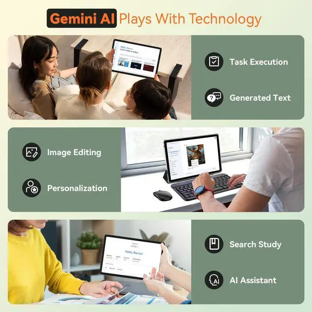 Alt view image 5 of 5 - KINGRID Tablet 10 inch,Android 15 TabletGemini AI,24GB RAM+256GB ROM+2TB,Keyboard & Pen Bundle,Octa-Core, Widevine L1,5G WiFi,Bluetooth 5.0,Smat Lens,2-Year Warranty-Grey