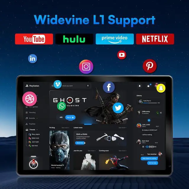 Alt view image 5 of 5 - HiGrace 2025 Latest Upgraded Android 15 Tablet 10 Inch, 24GB+128GB+1TB Expand, WiFi 6 BT 5.4, Type-C Fast Charging, Dual Camera, Widevine L1 HD IPS Screen with Keyboard