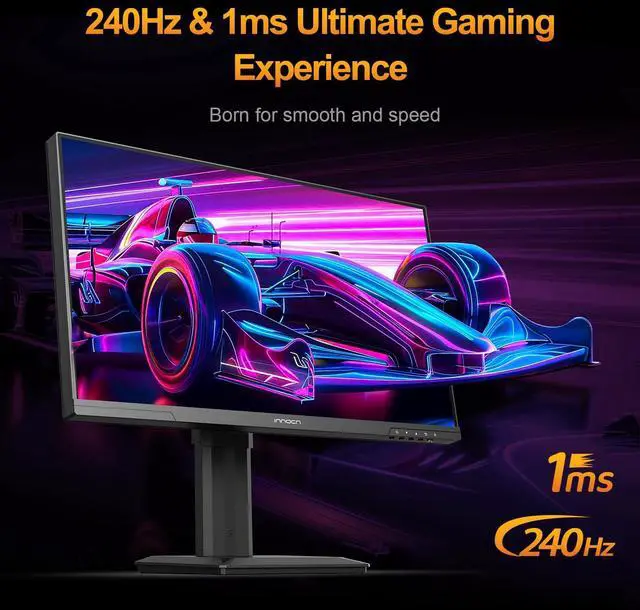 Alt view image 4 of 5 - INNOCN 24.5" 2K QHD 2560 x 1440P 240Hz Monitor, Gaming Console Ready, Mini-LED Precisely Local Dimming, Monitor for Mac, HDMI 2.1, DP 1.4, Height Pivot Adjustable Stand, Black - 25M2S