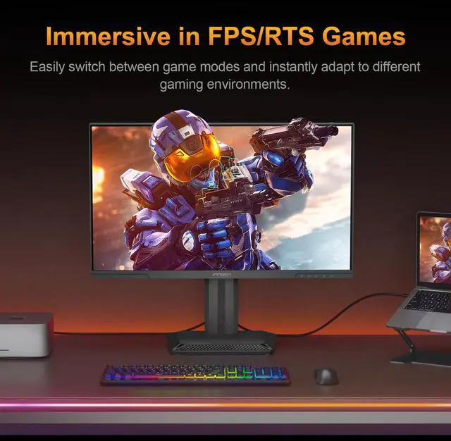 Alt view image 5 of 5 - INNOCN 24.5" 2K QHD 2560 x 1440P 240Hz Monitor, Gaming Console Ready, Mini-LED Precisely Local Dimming, Monitor for Mac, HDMI 2.1, DP 1.4, Height Pivot Adjustable Stand, Black - 25M2S