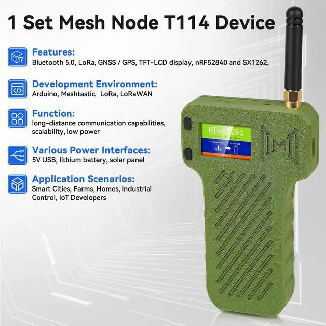 Alt view image 3 of 5 - Mesh Node T114 Board + 3000mAh Battery + N36 Case Set, TFT Display nRF52840 SX1262 Module with 915MHz Antenna Support Lo Ra Blue Tooth 5.0 GPS Solar Power Supply for Mesh Tastic Ar duino Lo Rawan IoT