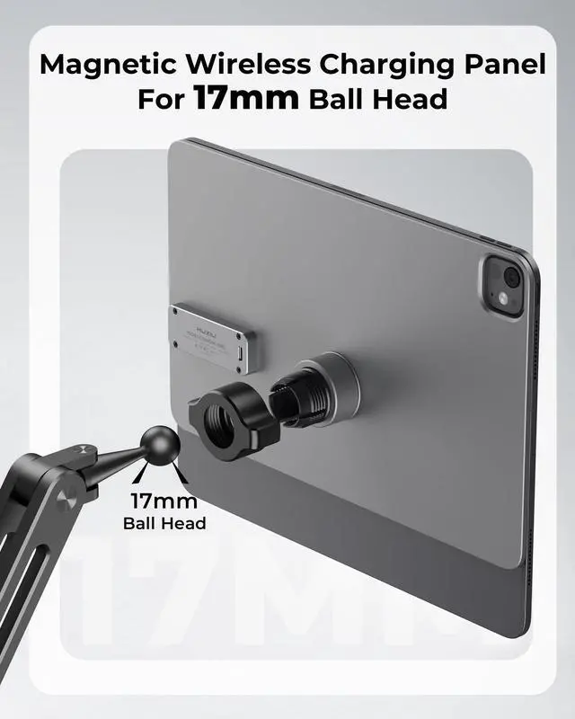 Alt view image 2 of 5 - KU XIU Magnetic Wireless Charging Panle for iPad Pro 11'' M4/M5 Only, Aluminum Alloy Panle for 17mm Ball Head with 2M USB-C Cable, Wirder Compatibility Various Tablet Mount [Arm/Stand Not Included]