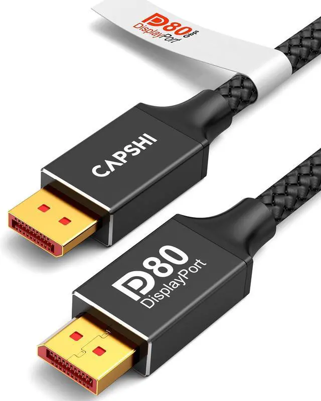 Main image of Capshi 80Gbps DisplayPort 2.1 Cable (8K@240Hz, 4K@540Hz 360Hz 240Hz), 16K DP 2.1a Cord, DP80 Display Port Cable for RTX 5090, 7900XTX, Gaming Monitor, HDR/FreeSync/G-Sync (Black, 10 Feet)