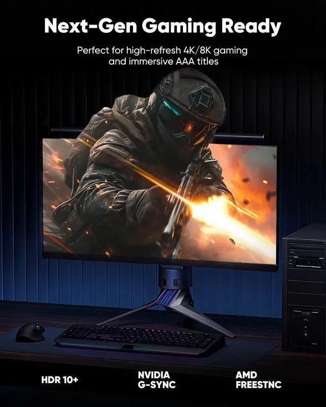 Alt view image 4 of 5 - Capshi 80Gbps DisplayPort 2.1 Cable (8K@240Hz, 4K@540Hz 360Hz 240Hz), 16K DP 2.1a Cord, DP80 Display Port Cable for RTX 5090, 7900XTX, Gaming Monitor, HDR/FreeSync/G-Sync (Black, 10 Feet)