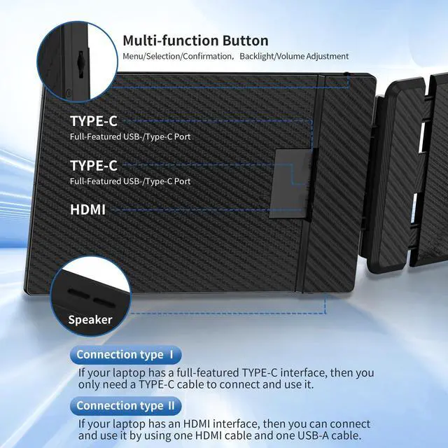 Alt view image 3 of 5 - kasorey New Upgraded Laptop Screen Extender Portable Monitor,1080P FHD IPS Screen,Monitor Extender for Laptop,Fit for 13-17" Laptops, Plug & Play Compatiable with Wins/Mac/Android/Switch (Dual 14")