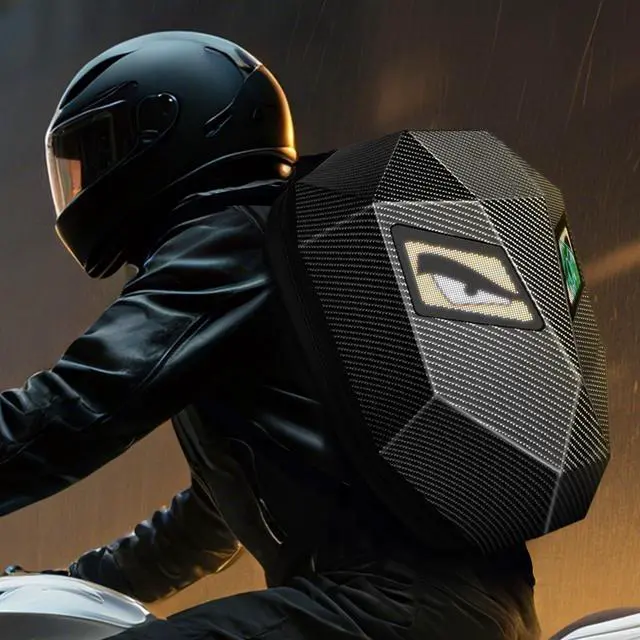 Alt view image 2 of 5 - Untrxr 19inch LED Motorcyle Knight Backpack for Men,Hard Case Riding Backpack Motorbike Laptop Bag Waterproof, DIY Programmable Full Color Display & Eyes