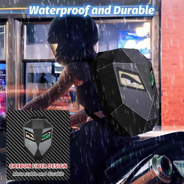 Alt view image 3 of 5 - Untrxr 19inch LED Motorcyle Knight Backpack for Men,Hard Case Riding Backpack Motorbike Laptop Bag Waterproof, DIY Programmable Full Color Display & Eyes