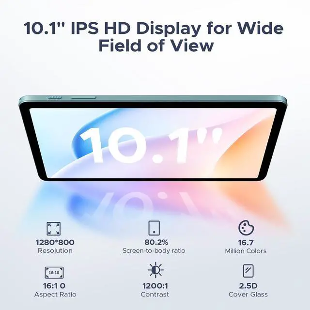 Alt view image 5 of 5 - DOOGEE Tab A9 Pro 10 inch Tablet,Android 15 Tablet 20GB+128GB/2TB Expand,Quad Core Gaming Tablets,6580mAh Battery,1280x800 IPS HD Touchscreen,5G WiFi,BT5.0,Dual Speakers,Dual Camera,Face Unlock