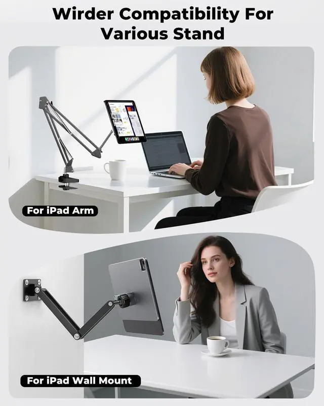 Alt view image 4 of 5 - KU XIU Magnetic Wireless Charging Panle for iPad Pro 11'' M4/M5 Only, Aluminum Alloy Panle for 17mm Ball Head with 2M USB-C Cable, Wirder Compatibility Various Tablet Mount [Arm/Stand Not Included]