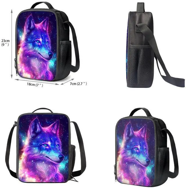 Alt view image 5 of 5 - HELLHERO 3pcs/set Galaxy Wolf Backpack School Bag Boys Secondary School Girls Schoolbag for Kids Bookbag with Lunch Box Pencil Purse Hiking Camping Travel Picnic Laptop Backpacks Rucksacks