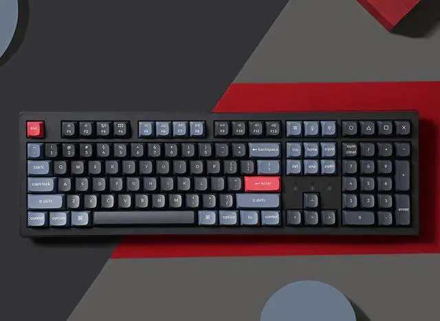 Alt view image 2 of 5 - Keychron K10 Pro QMK/VIA Custom Wireless Mechanical Keyboard, Hot-Swappable Full Size 108 Keys Programmable White LED Backlit Red Switch, Bluetooth/USB-C Wired Gaming Keyboard for Mac Windows Linux