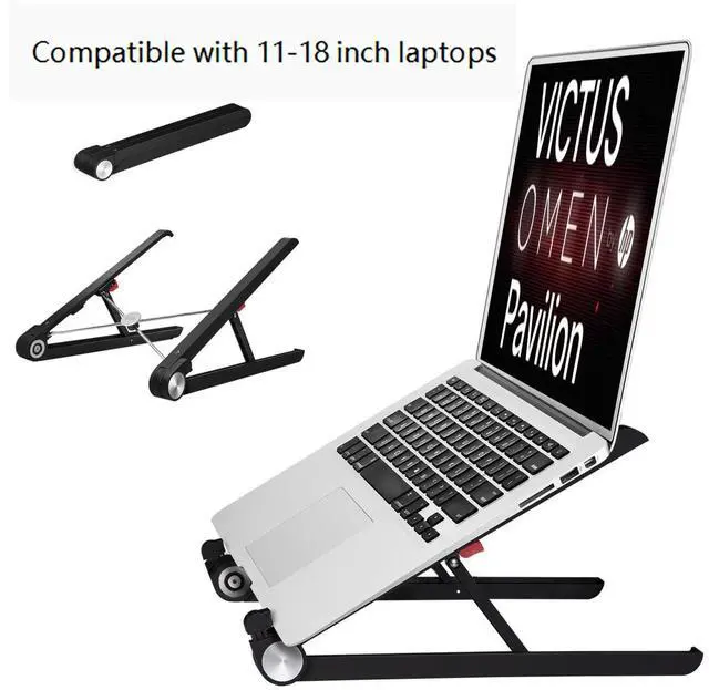 Alt view image 2 of 5 - Portable Laptop Stand for HP Omen 17 16 15 15t Transcend 14 16 MAX 16 Victus 15 16 Pavilion Gaming Laptop.Laptop Stand for Desk,Made of Reinforced Nylon, 304 Stainless Steel and Silicone.Black