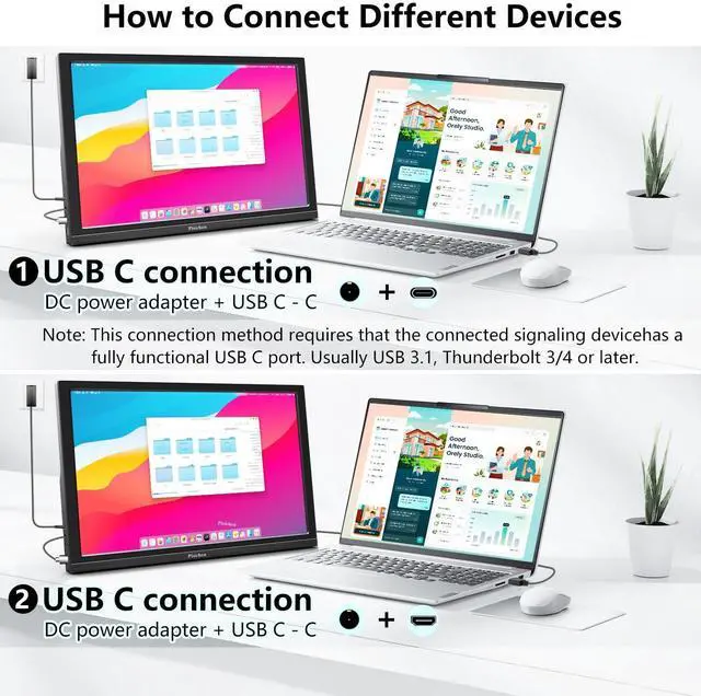 Alt view image 3 of 5 - Portable Monitor 17.3 Full HD 1920x1080P Large Computer Display IPS Screen HDMI USB TypeC External Travel Monitor for Laptop PC Xbox Switch Ras Pi, Built-in Speakers & Kickstand