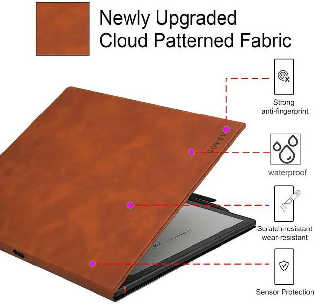 Alt view image 3 of 5 - GOVTVA Magnetic Stand Case for Onyx Boox Tablet Note Air 5 C/Note Air 4 C/Note Air 3 C (2025/2024/2023 Released) Ultra-Thin Leather Cover with Magnetic Pen Buckle, Auto Sleep/Wake (Vintage Brown)