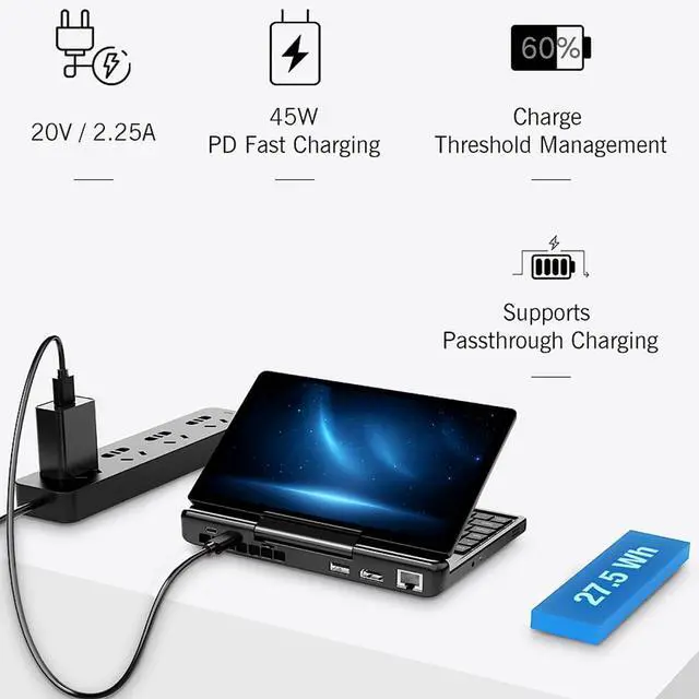 Alt view image 4 of 5 - GPD MicroPC 2 Handheld Industry Laptop,7" Portable PC Win 11 Pro 16GB RAM/512GB ROM Processor N300 Apply to Communication, Electric Power, Exploration, Mining, Archaeology, Business Services