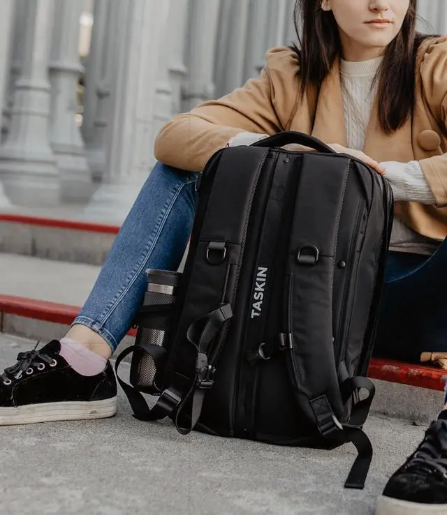 Alt view image 2 of 5 - Taskin ONE X | Carry-on/Day-use Large Travel Laptop Backpack for Men | Double Expandable Convertible 18L/33L/45L