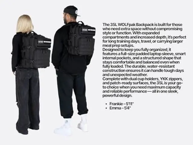 Alt view image 2 of 5 - WOLFpak 35L Athletic Gym Backpack - Durable 1000D Waterproof Oxford Material with MOLLE Webbing, Laptop Pocket & Dual Cup Holders, Durable Fitness/Travel/Military Daypack (Realtree APX)