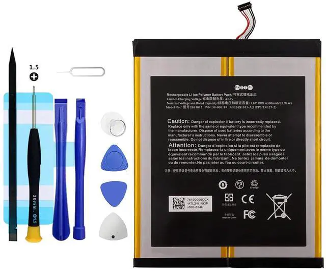 Main image of Vvuilsty 58-000187 2955C7 Replacement battery for HD 10 7th Gen 10.1" SL056ZE (2017 Release),Rechargeable 0 Cycle Battery Compatible with HD 10 7th 10.1" With Repair Tool Kits(Cable Length: 0.98 inch)