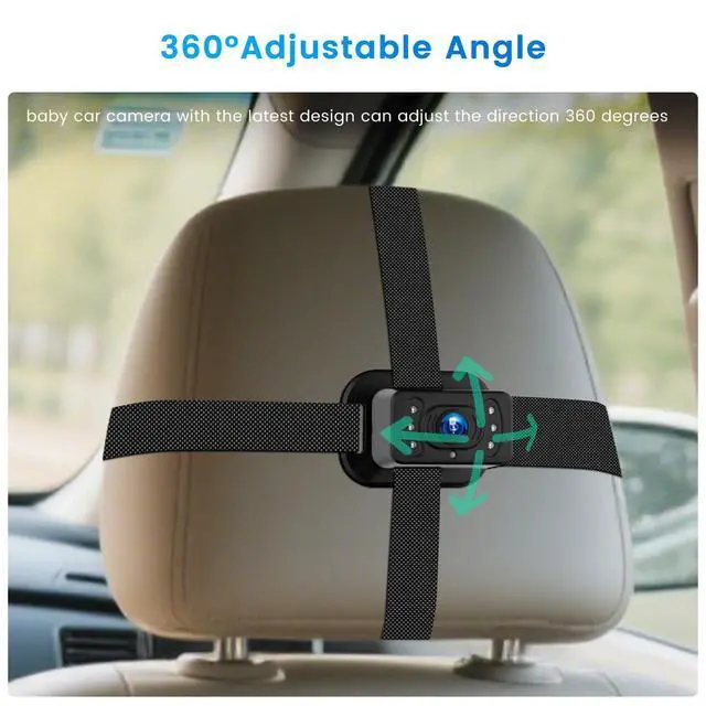 Alt view image 4 of 5 - Baby Car Camera for 2 Kids, 6.86" 1080 FHD Dual Car Camera Baby Monitor with Split-Screen, IR Night Vision, 360° Rotation, Easy Install for Safety & Convenience for Twins, Multi-Child