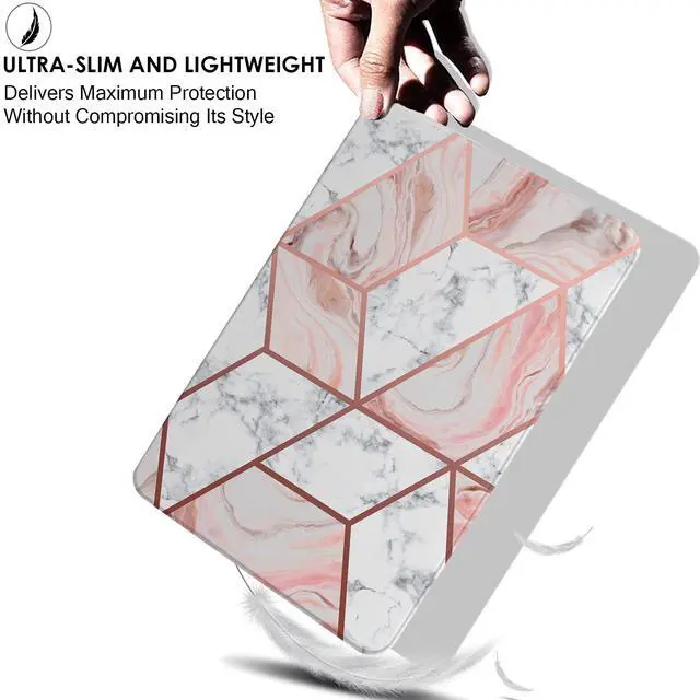 Alt view image 5 of 5 - DuraSafe Cases for iPad 9 2021 iPad 8 2020 iPad 7 2019 10.2 Inch [iPad 9th 8th 7th Gen ] A2602 A2604 A2270 A2197 A2603 A2428 A2429 Printed Shock Absorbant Flexible TPU Clear Case - Marble Pink