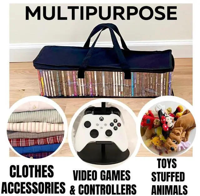 Alt view image 5 of 5 - Evelots CD Storage Bags (4 Pack) Clear PVC Plastic Media Carrying Case with Zipper - Holds 200 CDs Total - Strong Handles - Protects CDs, Video Games, Music from Dirt & Moisture