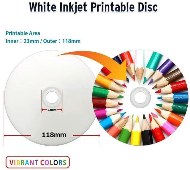 Alt view image 2 of 5 - Prodisc CD-R 700MB 52X White Inkjet Hub Printable Recordable Media Disc - 100 Discs (Japanese Limited Edition) Blank CDs, CD-R Discs for Music and Data, Writable CDR, 100 Pack