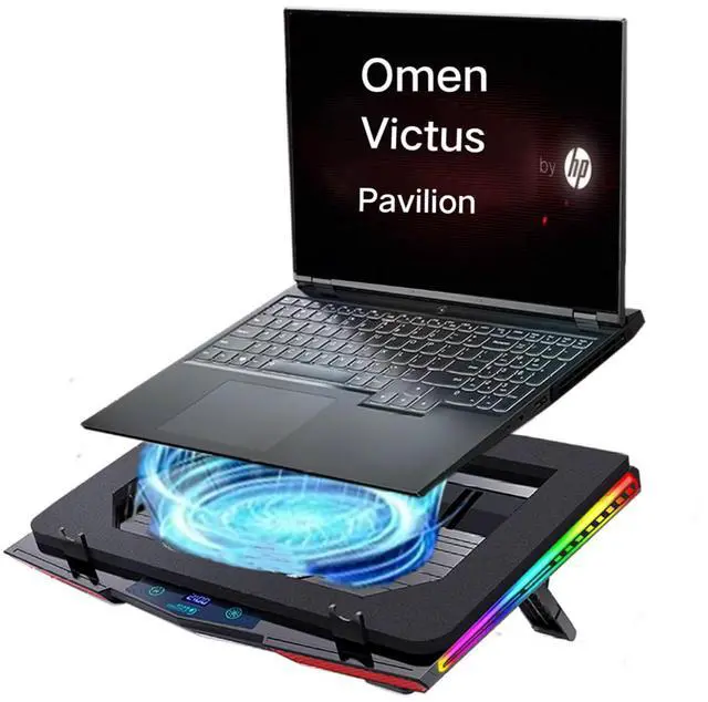 Main image of Cooling Pad for HP omen 15 16 17 Victus 15 16 Pavilion 16 16t 17 16 15 inch Gaming Laptop with Ultra Powerful Booster Turbo Cooling Fan Can Fast Cooling,RGB Light,Adjustable Speed, Touch Control