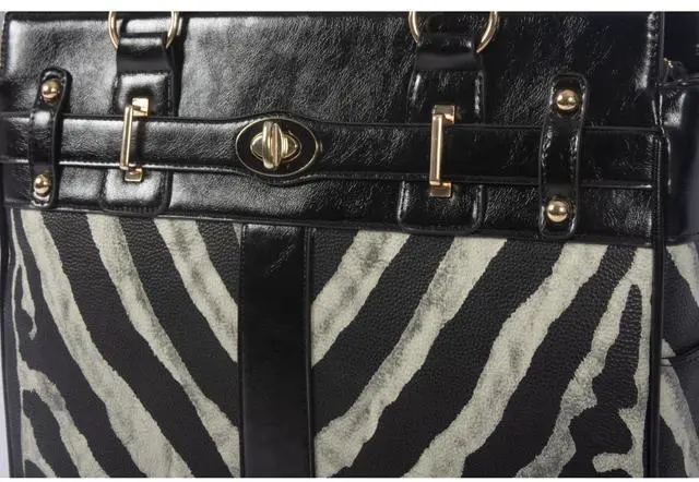 Alt view image 3 of 5 - JKM & Company Rolling Laptop Bag for Women | Designer Wheeled Briefcase | Fits 13-17" Laptops | Office Travel Computer Case (Serengeti-Zebra)