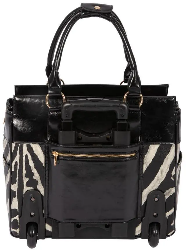 Alt view image 5 of 5 - JKM & Company Rolling Laptop Bag for Women | Designer Wheeled Briefcase | Fits 13-17" Laptops | Office Travel Computer Case (Serengeti-Zebra)
