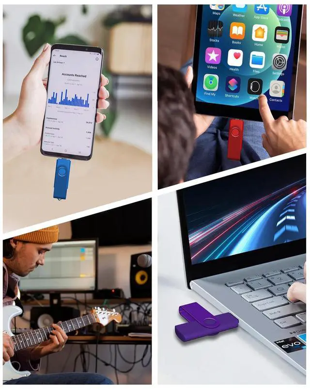 Alt view image 3 of 5 - AreTop 32GB USB C Thumb Drive Dual USB 2.0 Flash Drive 32GB USB Drive Swivel Design 2-in-1 Portable Type-C Memory Stick for Android Smartphone, Computers, MacBook, Tablets, PC, 5 Pack