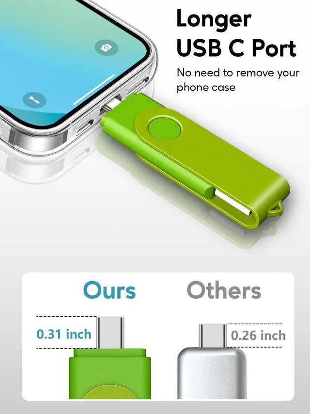 Alt view image 5 of 5 - AreTop 32GB USB C Thumb Drive Dual USB 2.0 Flash Drive 32GB USB Drive Swivel Design 2-in-1 Portable Type-C Memory Stick for Android Smartphone, Computers, MacBook, Tablets, PC, 5 Pack