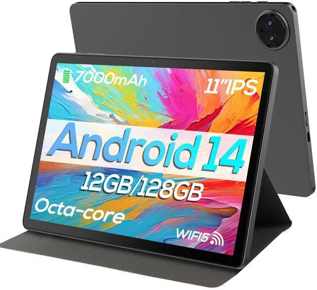 Main image of DigiLand Android Tablets, 11" Android 14 Tablet with Octa-Core CPU, RAM 12GB + ROM 128GB (Up to 256GB), 7000mAh Battery, 8MP + 13MP Dual Camera, WiFi & Bluetooth 5.0 - Gray
