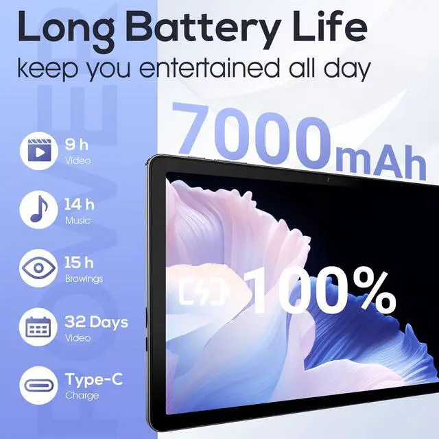 Alt view image 4 of 5 - DigiLand Android Tablets, 11" Android 14 Tablet with Octa-Core CPU, RAM 12GB + ROM 128GB (Up to 256GB), 7000mAh Battery, 8MP + 13MP Dual Camera, WiFi & Bluetooth 5.0 - Gray