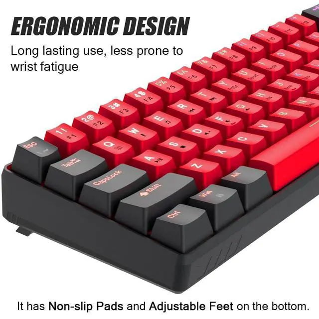 Alt view image 5 of 5 - abucow 60% Mechanical Gaming Keyboard Balck Switch Wired Compact Keyboard Anti-Ghosting No-Conflict 61 Swappable keycaps Ergonomic Design for Windows/Mac