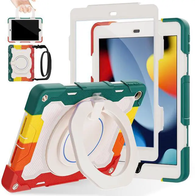 Main image of ROISKIN for iPad 10.2 inch iPad 9th 8th 7th Generation Case with Screen Protector for Women with 360 Kickstand Shoulder Strap Hand Grip Pencil Holder, iPad Case for 10.2 inch Tablet 2021/2020/2019