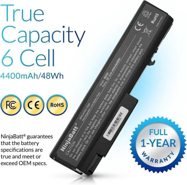Alt view image 4 of 5 - NinjaBatt Battery for HP 8440P 6550B TD06 482962-001 486296-001 8440W 6440B 6930P 6450B 6735B 6445B 6455B 6540B 6545B 6555B 6730B 6530B 6535B TD09 593578-001 High Performance [6 Cells/4400mAh]
