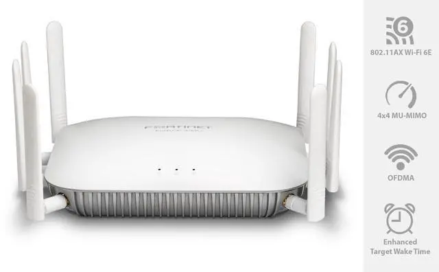 Alt view image 2 of 5 - Fortinet FortiAP 433G |4x4 Wi-Fi 6E Indoor Wireless Access Point - Tri Radio, External Antenna, 2 x 5GE RJ45 Ports (FAP-433G-A)