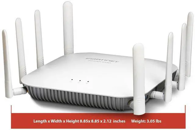 Alt view image 3 of 5 - Fortinet FortiAP 433G |4x4 Wi-Fi 6E Indoor Wireless Access Point - Tri Radio, External Antenna, 2 x 5GE RJ45 Ports (FAP-433G-A)