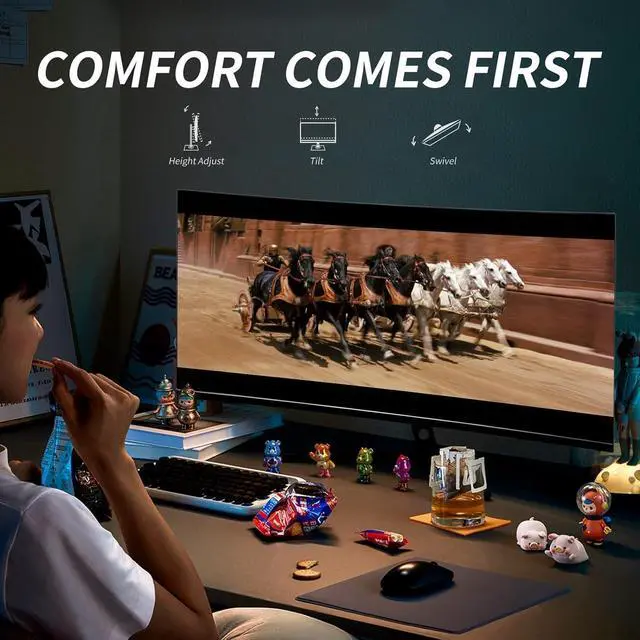 Alt view image 5 of 5 - AtomFun YOGAES 49 Inch Wide Dual QHD (5120x1440) IPS Surface Game Display, 49 Inch montior. HDR 400, Hidden Inside, USB-C, VESA100*100mm, Tilt Height Adjustment Possible, G-Sync (144hz)