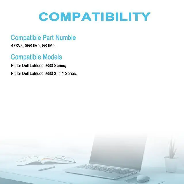 Alt view image 5 of 5 - TAICROWNE 50Wh 47XV3 Replacement Laptop Battery for Dell Latitude 9330 Latitude 9330 2-in-1 Series 0GK1M0 GK1M0 11.55V