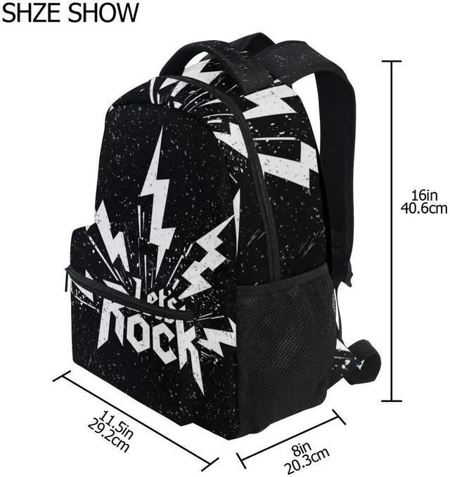 Alt view image 2 of 5 - ALAZA Grunge Rock Music Hipster Starry Black Stylish Large Backpack Personalized Laptop iPad Tablet Travel School Bag with Multiple Pockets