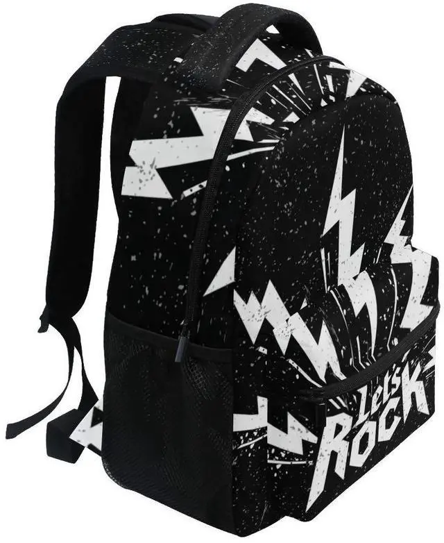 Alt view image 3 of 5 - ALAZA Grunge Rock Music Hipster Starry Black Stylish Large Backpack Personalized Laptop iPad Tablet Travel School Bag with Multiple Pockets