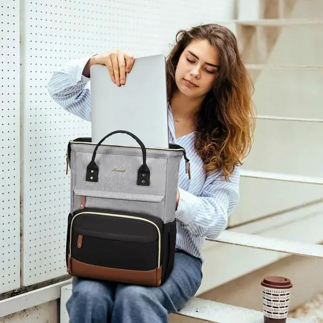 Alt view image 2 of 5 - LOVEVOOK Laptop Backpack for Women, 15.6 Inch Work Business Backpacks Purse With Large Capacity, Waterproof Nurse Bag College Bookbag for School, Waterproof Casual Daypack for Travel