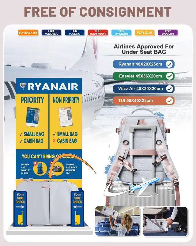 Alt view image 5 of 5 - bergsalz Vacuum Backpack With Pump Large Travel Laptop Backpacks For Women Men Carry On Backpack Vacpack Backpacks With Vacuum Compression Grey