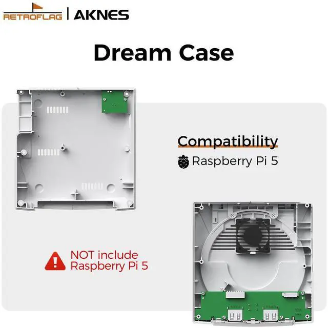 Alt view image 2 of 5 - RetroFlag Dreamcase for Raspberry Pi 5, Premium Enclosure with Integrated Cooling System (Aluminum Heatsink & Pads), Front Port Access & Safe Power/Reset(Customized) Buttons
