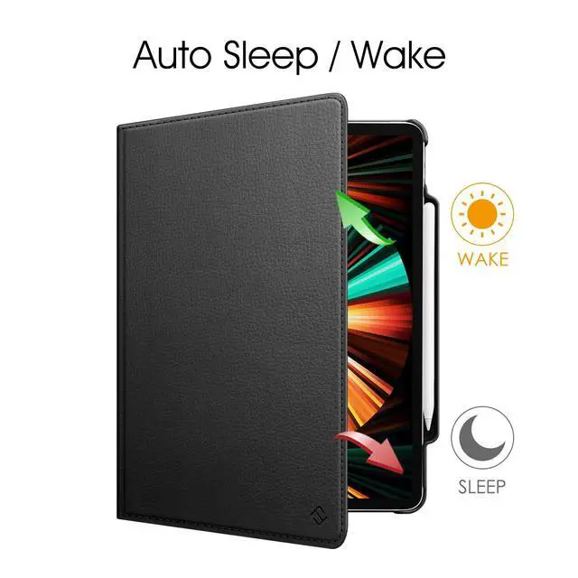Alt view image 3 of 5 - Fintie Rotating Case for iPad Pro 12.9-inch 6th Generation 2022-360 Degree Swiveling Protective Cover with Pencil Holder, Auto Sleep/Wake, Also Fit iPad Pro 12.9" 5th/4th/3rd Gen, Black
