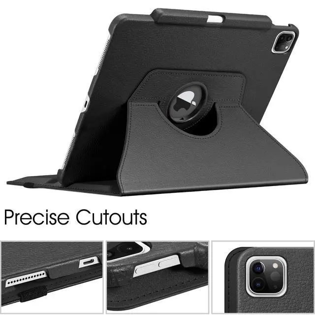Alt view image 5 of 5 - Fintie Rotating Case for iPad Pro 12.9-inch 6th Generation 2022-360 Degree Swiveling Protective Cover with Pencil Holder, Auto Sleep/Wake, Also Fit iPad Pro 12.9" 5th/4th/3rd Gen, Black